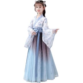 Deluxe Hanfu Chinese Costume For Girls,Kids Tang Dynasty Traditional Floral Embroidery Princess Dress.