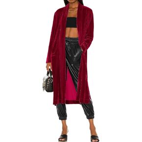R.Vivimos Women's Long Cardigans Fall Velvet Long Sleeve Open Front Side Slit Loose Casual Jackets Duster Coat with Pockets