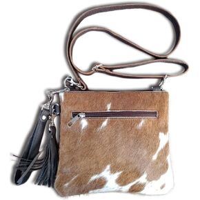 Cowhide Purse Crossbody Handbag Clutch Brown White Cow Hide Hair on Calf Hide Leather Fur | Women Cowhide Crossbody Purse Bag Medium