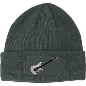 Custom Patch Beanie Electric Guitar White Embroidery Acrylic