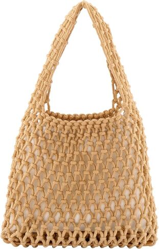 شيك يوميات محبوك حمل حقيبة المنسوجة يدويا شبكة حقائب يد صغيرة للنساء القطن الكروشيه حقيبة المحافظ الصيف شاطئ شبكة صيد السمك حمل الحقائب in Kuwait