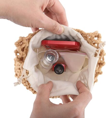 شيك يوميات محبوك حمل حقيبة المنسوجة يدويا شبكة حقائب يد صغيرة للنساء القطن الكروشيه حقيبة المحافظ الصيف شاطئ شبكة صيد السمك حمل الحقائب in Kuwait