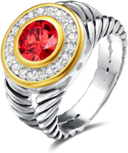 UNY JEWEL Two Tone Twisted Cable Wire Ring Split Shank Pave CZ Unique Designer Inspired Jewelry Women's Fashion Dupes Ring in Saudi Arabia