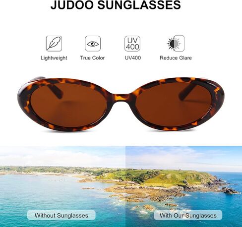 JUDOO ريترو البيضاوي النظارات الشمسية للنساء الرجال 90s خمر القط العين نظارات البيضاوي نظارات UV400 حماية القيادة نظارات شمسية in Saudi Arabia