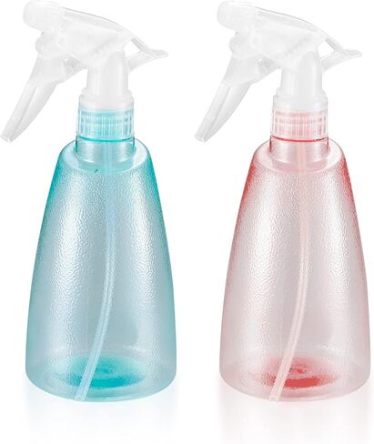 زجاجات بخاخ بلاستيكية فارغة سعة 500 مل/17 اونصة، زجاجات بخاخ ماء قابلة لاعادة الملء وقابلة للتعديل لمحاليل التنظيف ورذاذ الشعر والزيوت العطرية وزجاجات النباتات - اخضر/بينك in Kuwait