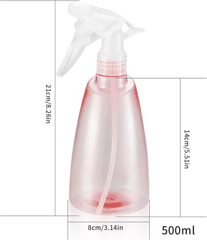 زجاجات بخاخ بلاستيكية فارغة سعة 500 مل/17 اونصة، زجاجات بخاخ ماء قابلة لاعادة الملء وقابلة للتعديل لمحاليل التنظيف ورذاذ الشعر والزيوت العطرية وزجاجات النباتات - اخضر/بينك in Kuwait
