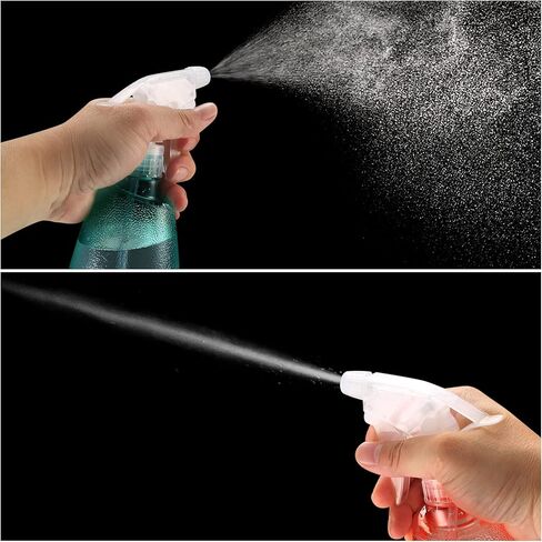 زجاجات بخاخ بلاستيكية فارغة سعة 500 مل/17 اونصة، زجاجات بخاخ ماء قابلة لاعادة الملء وقابلة للتعديل لمحاليل التنظيف ورذاذ الشعر والزيوت العطرية وزجاجات النباتات - اخضر/بينك in Kuwait