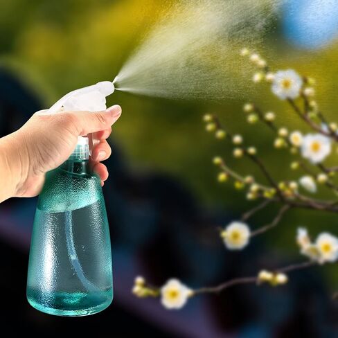 زجاجات بخاخ بلاستيكية فارغة سعة 500 مل/17 اونصة، زجاجات بخاخ ماء قابلة لاعادة الملء وقابلة للتعديل لمحاليل التنظيف ورذاذ الشعر والزيوت العطرية وزجاجات النباتات - اخضر/بينك in Kuwait