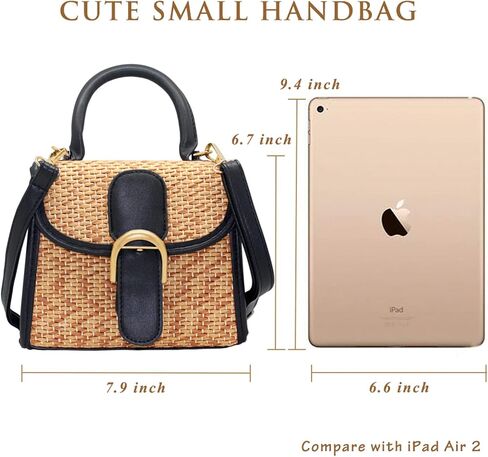 boshiho Retro Straw Woven Handbag Womens Small Cross Body Bag Shoulder Messenger Satchel in Saudi Arabia