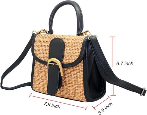 boshiho Retro Straw Woven Handbag Womens Small Cross Body Bag Shoulder Messenger Satchel in Saudi Arabia