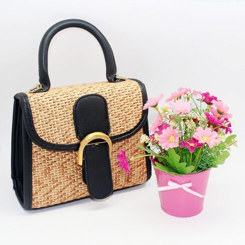 boshiho Retro Straw Woven Handbag Womens Small Cross Body Bag Shoulder Messenger Satchel in Saudi Arabia