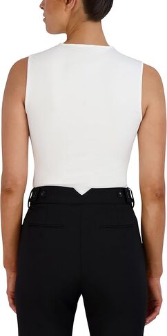Women's Fitted Bodycon Sleeveless Cross Neck Keyhole Top in Kuwait