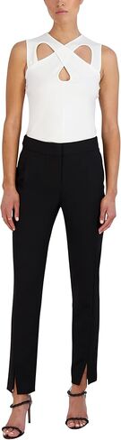 Women's Fitted Bodycon Sleeveless Cross Neck Keyhole Top in Kuwait
