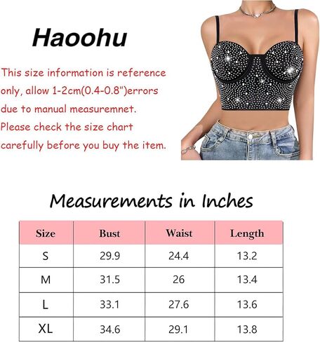 قميص نسائي من Haoohu مصنوع من حجر الراين مرصع بالألماس اللامع وقميص قصير للحفلات والنوادي in Kuwait