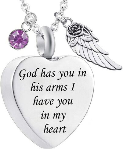لقد وضعك الله بين ذراعيه مع قلادة Angel Wing Charm Cremation Ashes Jewelry التذكارية مع كريستال جوهرة الميلاد in Kuwait