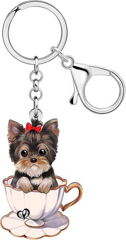 Acrylic Cute Yorkshire Terrier Dog Keychain Puppy Pets Jewelry Gifts for Women Girls Kids Dog Lovers Car Keys Ring in Saudi Arabia