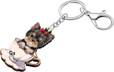 Acrylic Cute Yorkshire Terrier Dog Keychain Puppy Pets Jewelry Gifts for Women Girls Kids Dog Lovers Car Keys Ring in Saudi Arabia