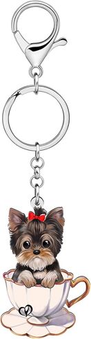 Acrylic Cute Yorkshire Terrier Dog Keychain Puppy Pets Jewelry Gifts for Women Girls Kids Dog Lovers Car Keys Ring in Saudi Arabia
