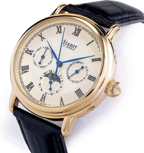 ستاور ساعة ماجنيفيكات II اوتوماتيكية بهيكل ذهبي وسوار من الجلد الاسود الاصلي للرجال in Kuwait