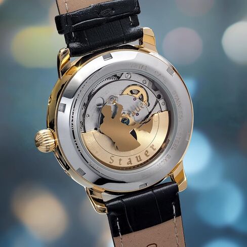 ستاور ساعة ماجنيفيكات II اوتوماتيكية بهيكل ذهبي وسوار من الجلد الاسود الاصلي للرجال in Kuwait