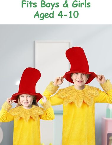 مجموعة أزياء SOMSOC Kids الكلاسيكية لكتاب القصص القصيرة للقراءة عبر أمريكا قبعة حمراء يومية من القطيفة جوارب شال غامض للحفلات التنكرية in Kuwait