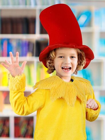 مجموعة أزياء SOMSOC Kids الكلاسيكية لكتاب القصص القصيرة للقراءة عبر أمريكا قبعة حمراء يومية من القطيفة جوارب شال غامض للحفلات التنكرية in Kuwait