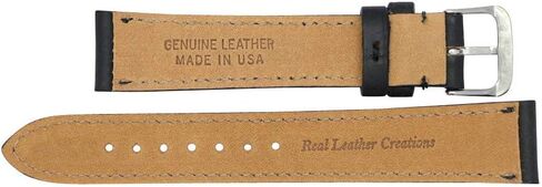 صُنع في الولايات المتحدة الأمريكية - حزام ساعة من جلد Horween Chromexcel الأصلي باللونين الأسود والبني بأحجام قصيرة ومنتظمة وطويلة - إبزيم ذهبي وفضي ودبابيس متضمنة - المصنع مباشرة 16 مم 17 مم 18 مم 19 مم 20 مم 22 مم 24 مم in Kuwait