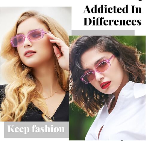 veda Tinda Rectangle Sunglasses Womens Light Pink 90's Retro Trendy Fashion Cool Vintage Sun Glasses Square Y2k Accessories UV400 Blocking C26S07 in Kuwait