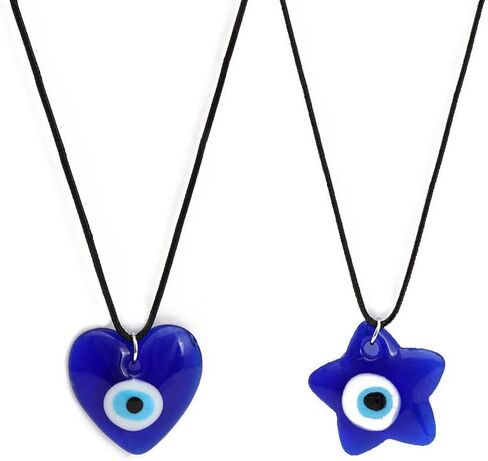 JczR.Y Evil Eye Necklace Pendant Blue Turkish Demon Eye Necklace For Women Girls Leather Rope Glass Evil Eye Necklace Lucky Protection Jewelry in Saudi Arabia