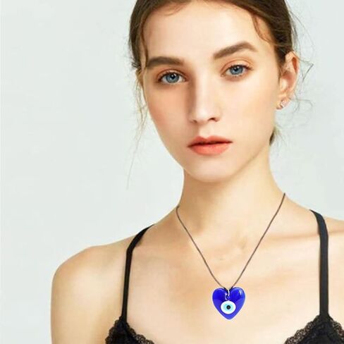 JczR.Y Evil Eye Necklace Pendant Blue Turkish Demon Eye Necklace For Women Girls Leather Rope Glass Evil Eye Necklace Lucky Protection Jewelry in Saudi Arabia