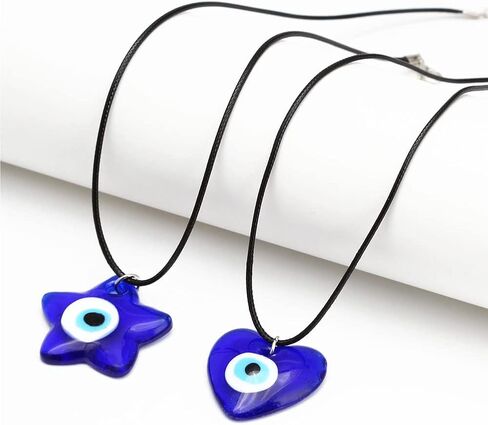 JczR.Y Evil Eye Necklace Pendant Blue Turkish Demon Eye Necklace For Women Girls Leather Rope Glass Evil Eye Necklace Lucky Protection Jewelry in Saudi Arabia