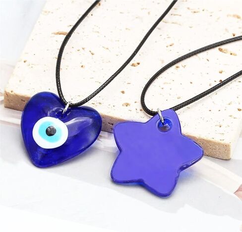 JczR.Y Evil Eye Necklace Pendant Blue Turkish Demon Eye Necklace For Women Girls Leather Rope Glass Evil Eye Necklace Lucky Protection Jewelry in Saudi Arabia