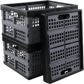 3 Pack Collapsible Crates, Plastic Collapsible Storage Basket