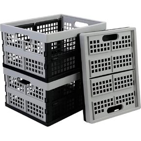 3 Packs Plastic Folding Milk Crate 16 Quart, Collapsible Storage Crates