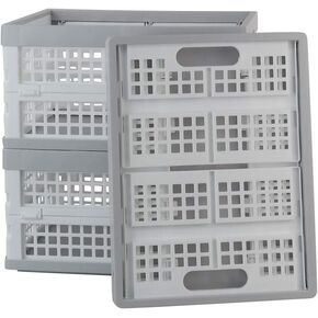 3-Pack Plastic Stackable Collapsible Storage Crates, 15 L Grocery Collapsible Crate