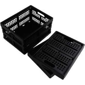 3-Pack 30 L Plastic Folding Storage Crates, Collapsible Crates Basket