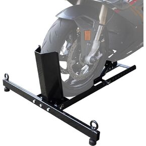Torin ATRM05012B Motorcycle Trailer Wheel Chock: Adjustable Heavy-Duty Steel Motorcycle Stand Wheel Tire Chock for 16"-25" Off-Road and Standard Motorcycles, Upright 1800lbs Capacity