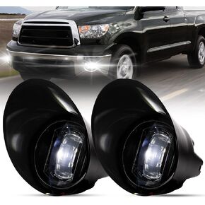 BUNKER INDUST LED Fog Lights for Toyota Tundra 2007-2013/Sequoia 2008-2011, Clear Lens OEM Driving Bumper Fog Lamp Kit Fog Light with Adapter Extension Harness