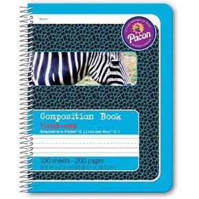 Pacon Primary Composition Spiral Book 1/2-in. Ruled, 100 Sheets, Blue (2429)