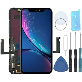 for iPhone XR 6.1 inch Replacement Digitizer Display Touch Screen LCD Assembly Repair Tools and Waterproof Frame Adhesive Included Black