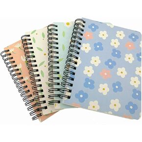 ALIMITOPIA 4 Pack Small Spiral Notepad Journal,Wirebound Ruled Sketch Book Notebook Diary Memo Planner,A6 Size(5.7X4.1) & 80 sheets (Flower B) in Kuwait