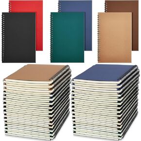 36 Pack Lined Spiral Notebook Journal A5 Ruled Journal Notebook Notepad Sketchbook Hardcover Lined Notebooks Journals for Office School Supplies, 100 Pages/ 50 Sheets, 8.3 x 5.5 Inches