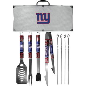 NFL Siskiyou Sports Fan Shop New York Giants Steel Tailgater BBQ Set w/Case 8 piece Gray