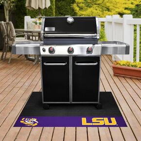 FANMATS 12107 LSU Tigers Vinyl Grill Mat - 26in. x 42in. - Deck Patio Protective Mat | Oil, flame, and UV resistant