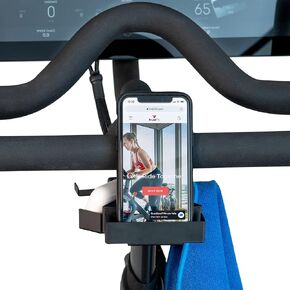 All-in-One Metal Holder for Peloton Bike, iPhone + Towel + AirPods, Phone Holder for Peloton Bike, Fits Original and Peloton Bike+, Includes 2 Towel Holders, Accessories for Peloton Bike