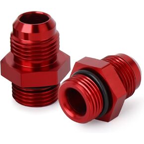 GASHER 2PCS 6AN ORB to 6AN Flare Pump Rail Straight Fuel Adapter Fitting Red