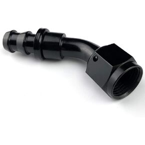 4AN 180 Degree AN-04 Female Swivel Push-on/Lock Hose Barb Fuel Oil Line Fitting End Aluminum U-Type Black