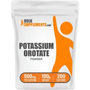 BulkSupplements.com Potassium Orotate Powder - Potassium Supplement, Potassium Orotate 500mg, Potassium Powder - Gluten Free, 500mg (95mg Potassium) per Serving, 500g (1.1 lbs) (Pack of 1)