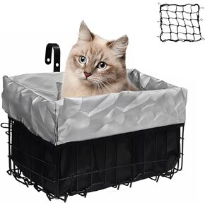 Electric Bike Front Basket with PU Lined Bag and Net Cover, Ebike Basket Easy Installation on Handlebar Pets Cargo E Bike Accessories