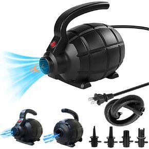Electric Air Pump for Inflatable Air Tumble Track Gymnastics Mat, Air Roller Barrel, Swimming Ring, Air Bed, Pool Toy, Inflatables Raft Boat Electric Pump with 4 Nozzles（AC 110-120V（600W））